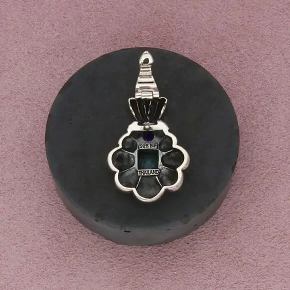 sterling silver topaz & amethyst beaded enhancer pendant